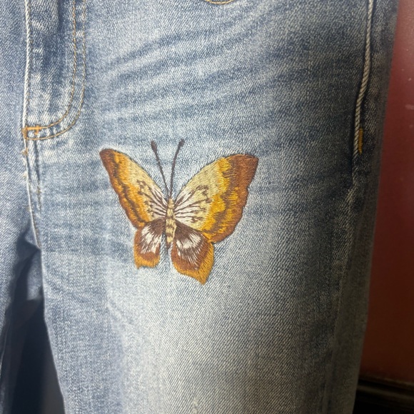 MM Vintage Embroidered Butterfly Floral Jeans Size 26 Boho Denim - Picture 7 of 16
